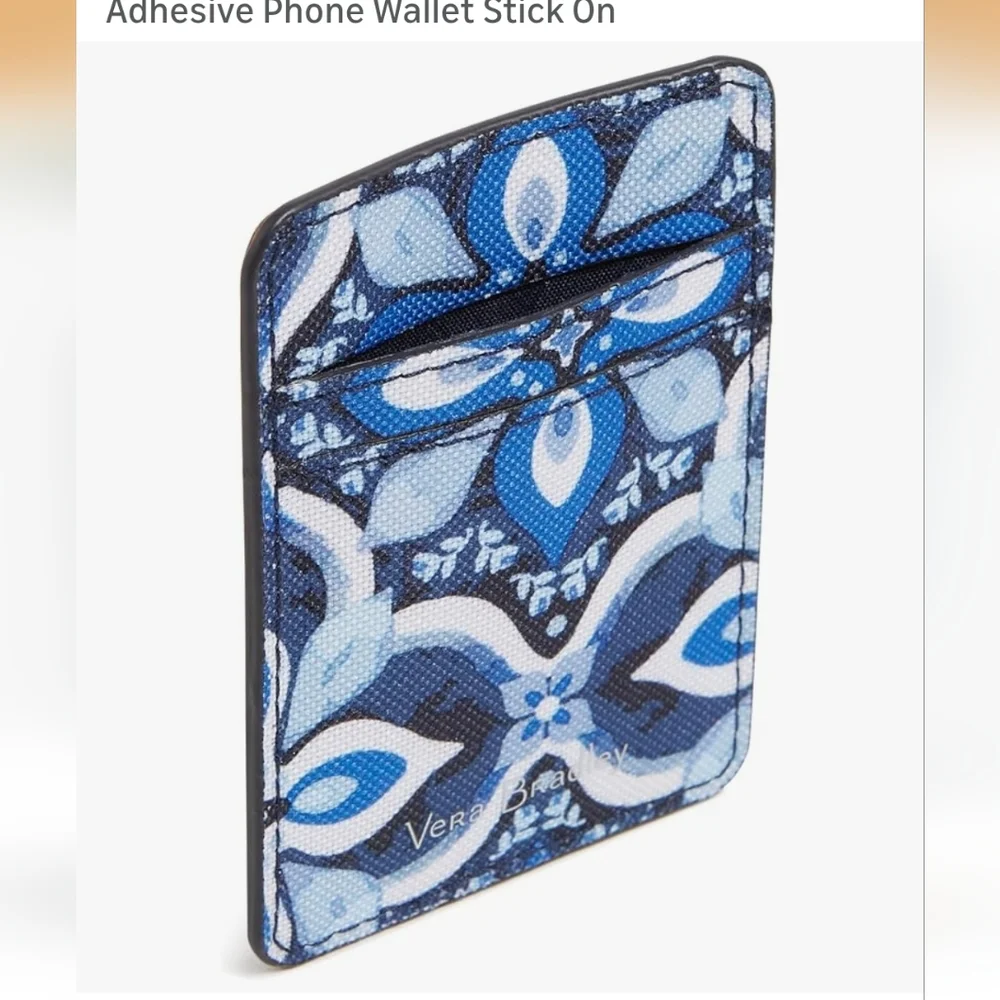 Vera Bradley Adhesive Phone Wallet Card Holder Blue Paisley StickOn Slim ID Case